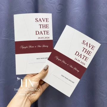 Thiệp Cưới Xanh Navy Đậm, Chữ Khối Lớn – TK03