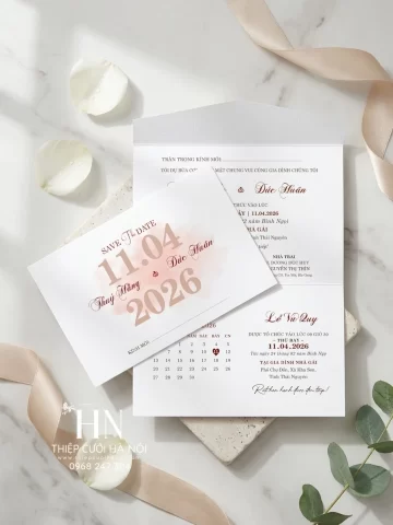 Thiệp Cưới Tối Giản, Điểm Nhấn Ngày Cưới – TK18