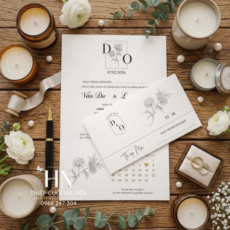 Thiệp Cưới Cổ Điển Sage Green, Nhẹ Nhàng Và Tinh Tế